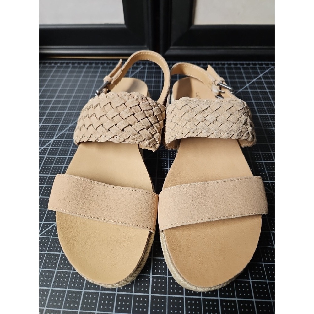 Lucky Brand Women's Gloreah Espadrille Sandal Wedge size 5 Beige